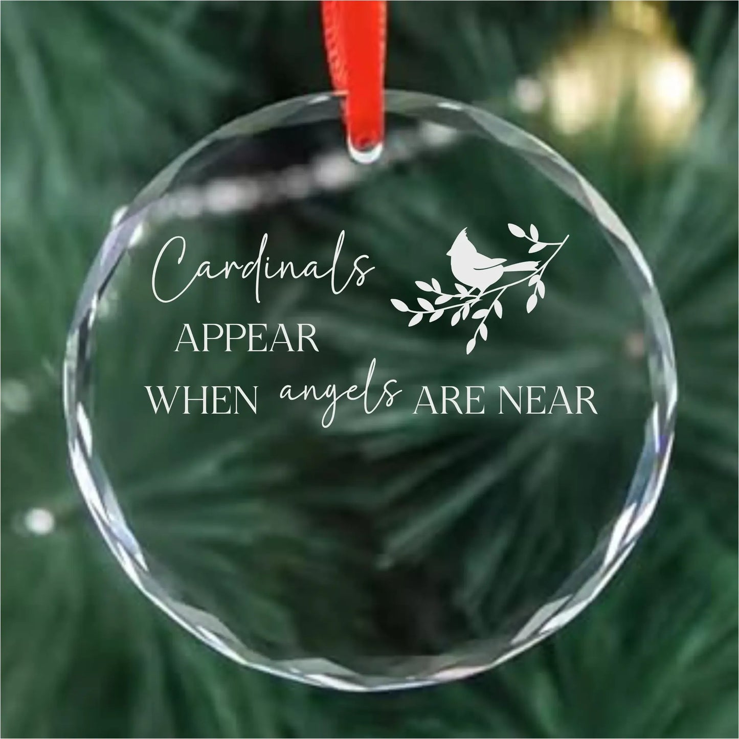 Memorial Personalized Glass Ornament – Cardinals
