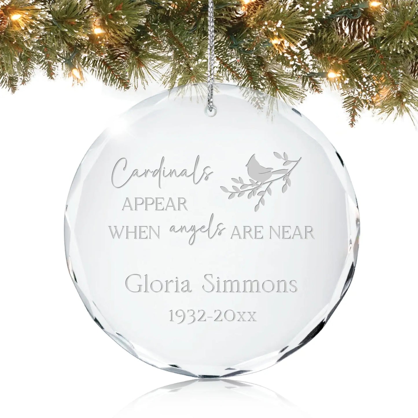 Memorial Personalized Glass Ornament – Cardinals