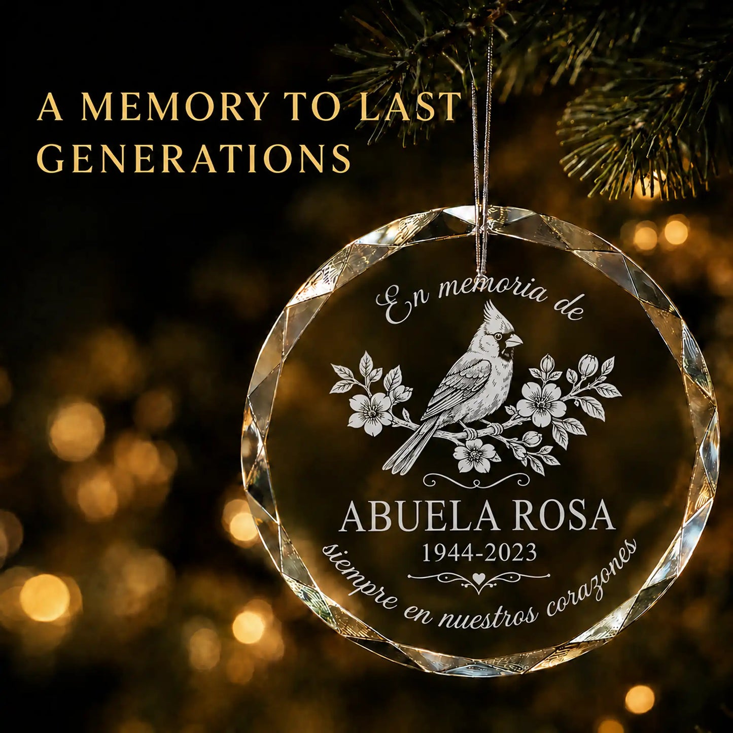 Cardenal En Memoria, Adorno Navideño Personalizado