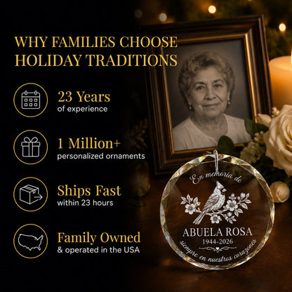 Cardenal En Memoria, Adorno Navideño Personalizado