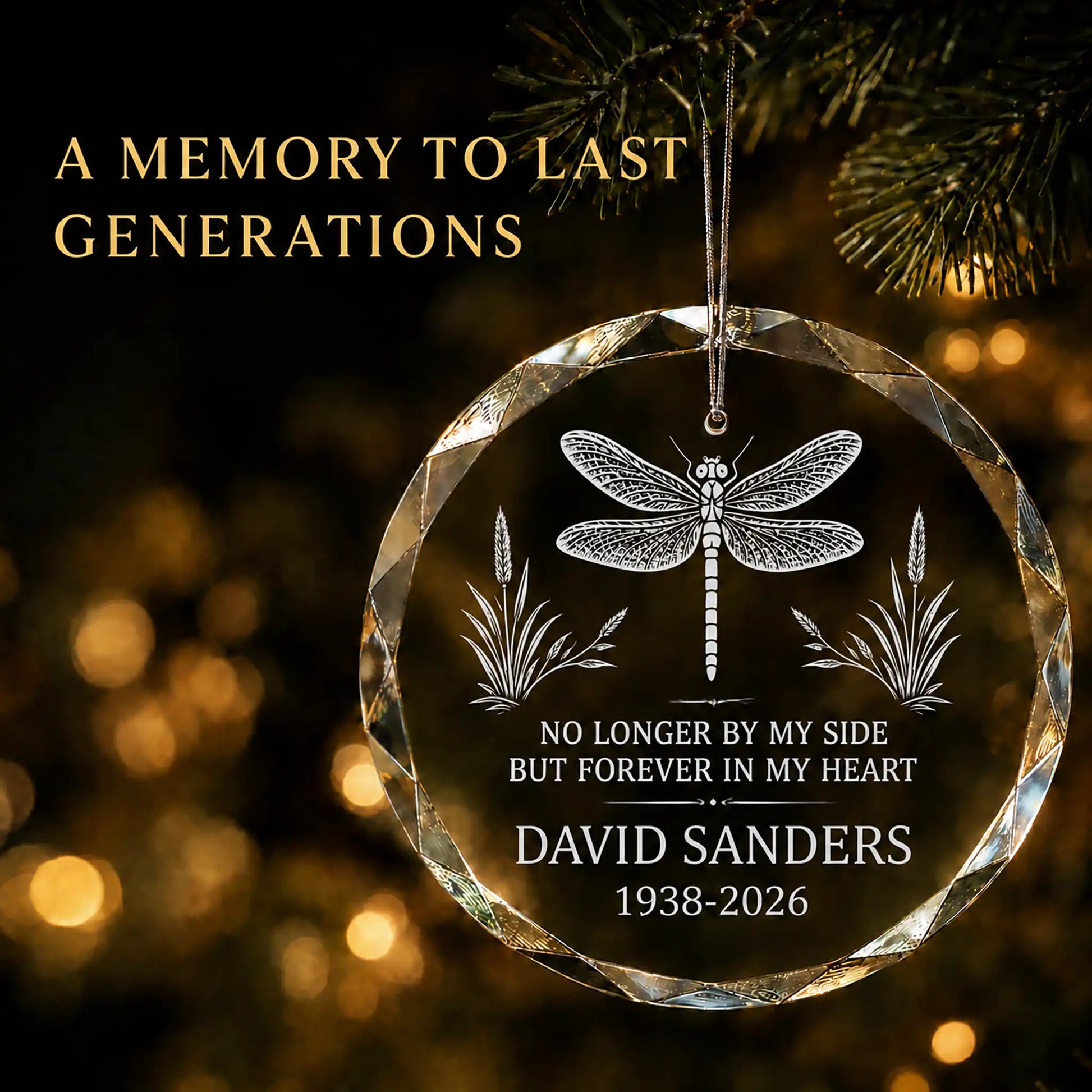 Dragonfly Memorial Personalized Christmas Ornament