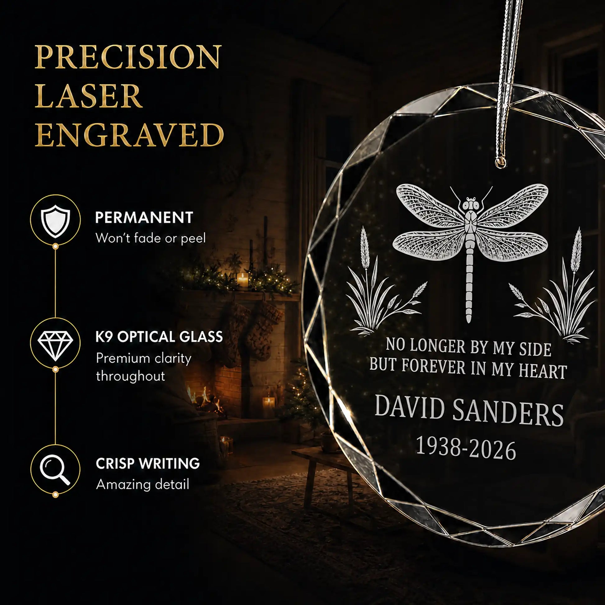 Dragonfly Memorial Personalized Christmas Ornament