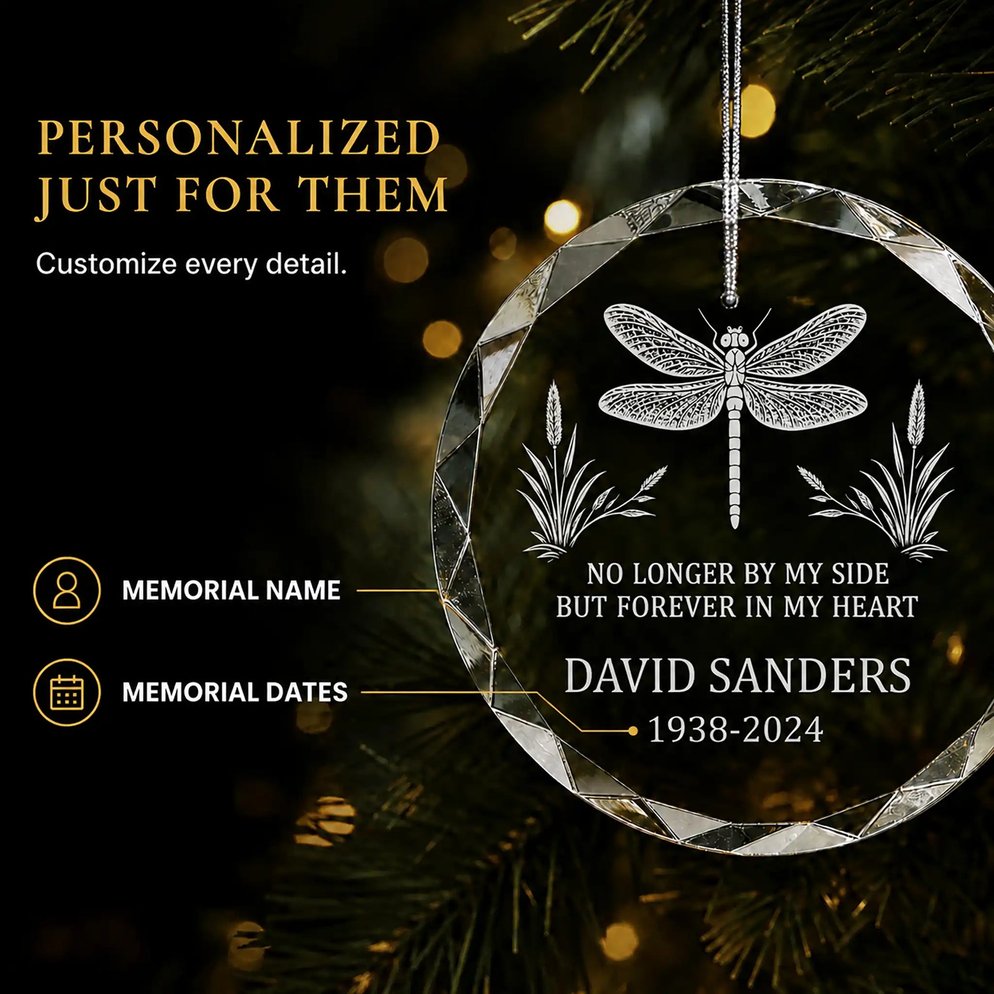 Dragonfly Memorial Personalized Christmas Ornament