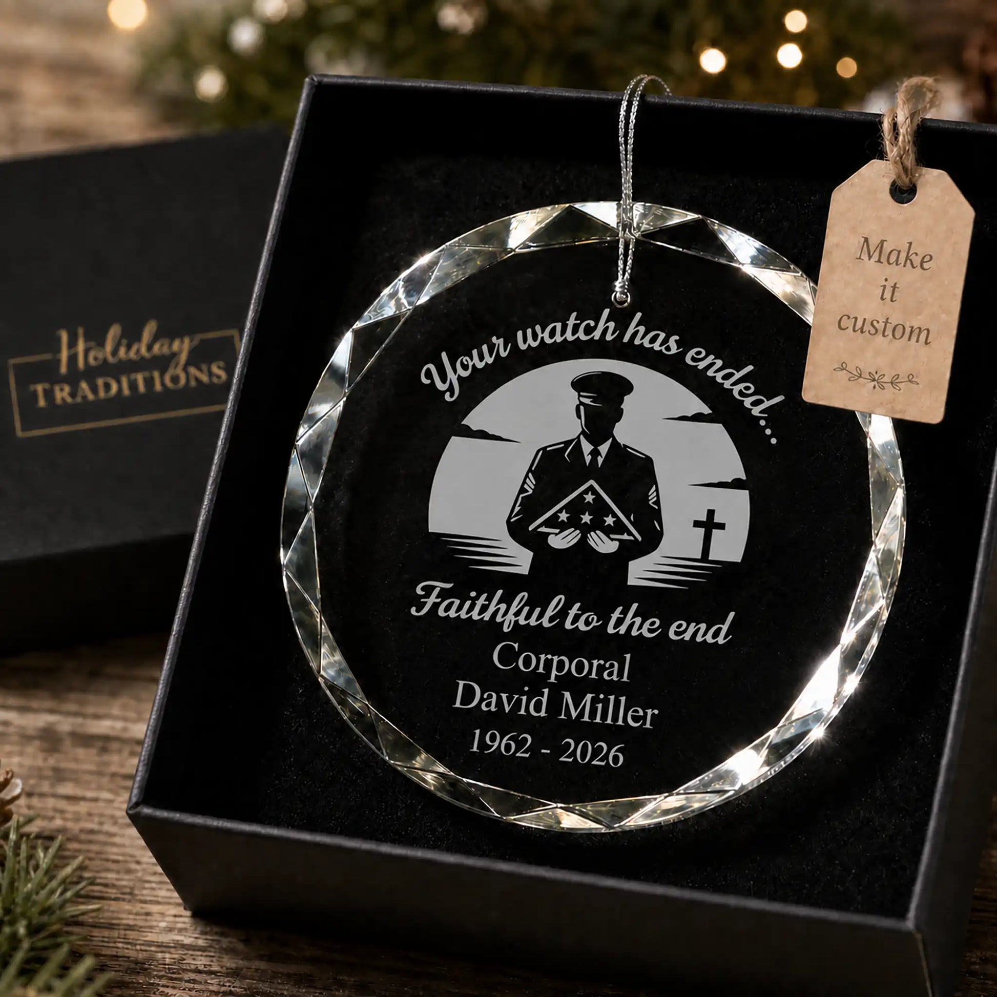Faithful Soldier Memorial Personalized Christmas Ornament