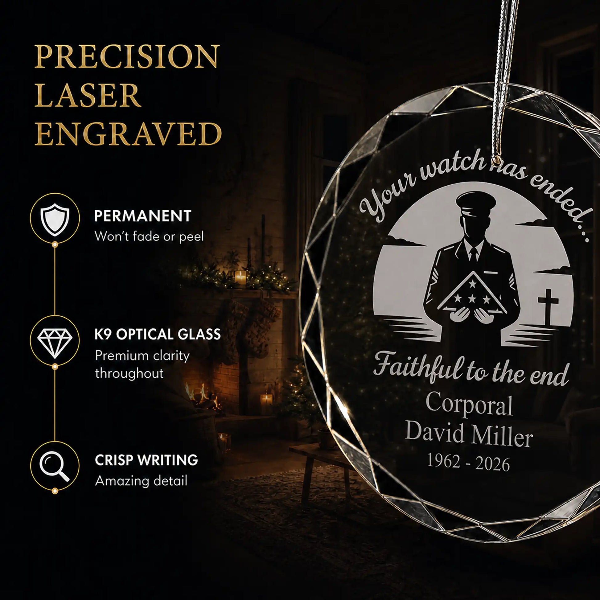 Faithful Soldier Memorial Personalized Christmas Ornament