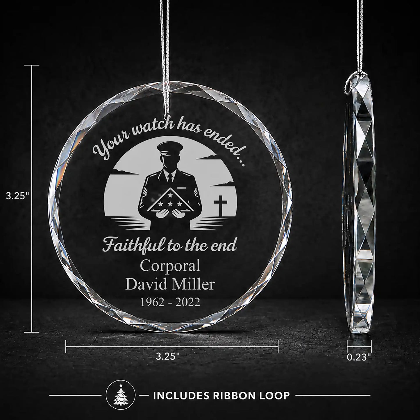 Faithful Soldier Memorial Personalized Christmas Ornament