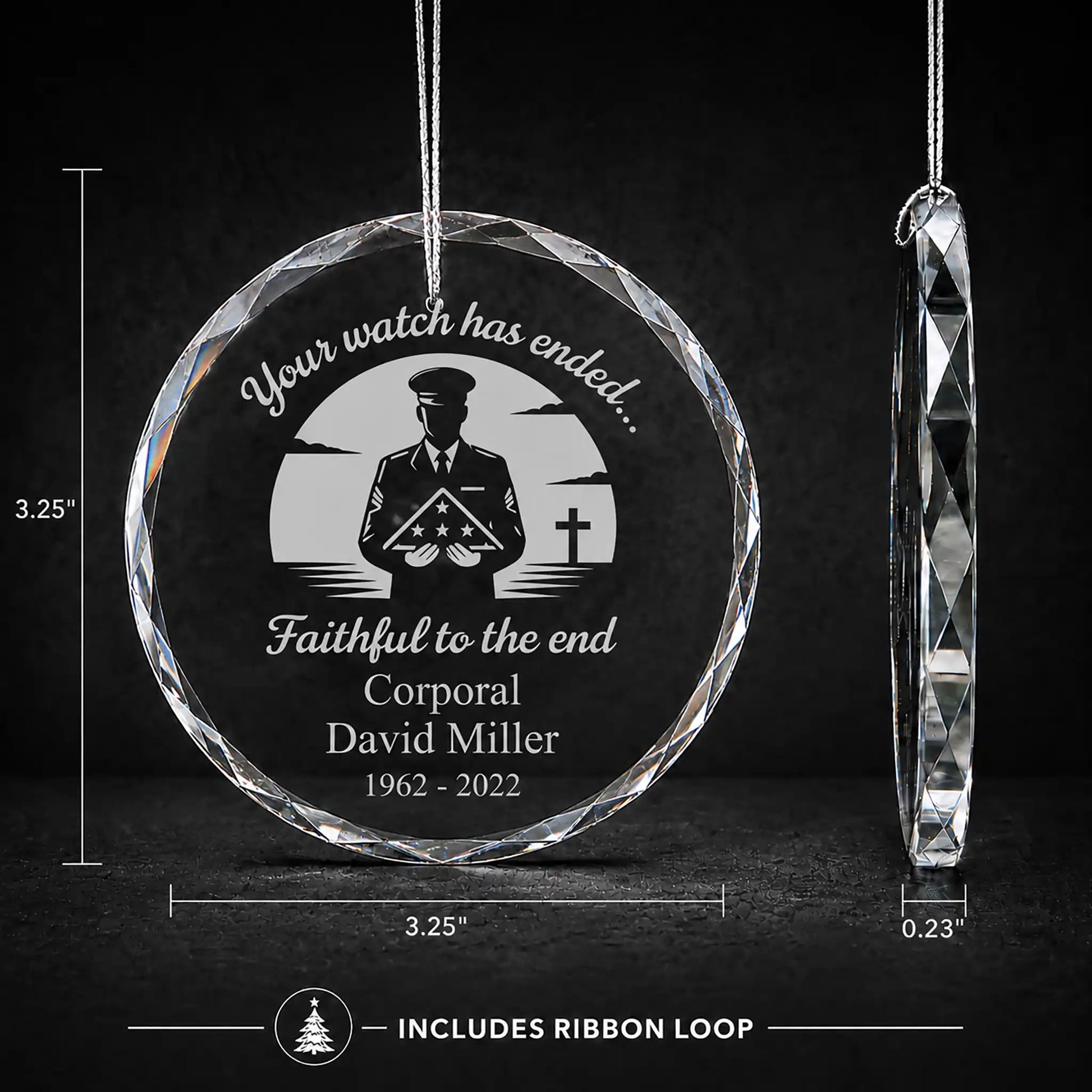 Faithful Soldier Memorial Personalized Christmas Ornament