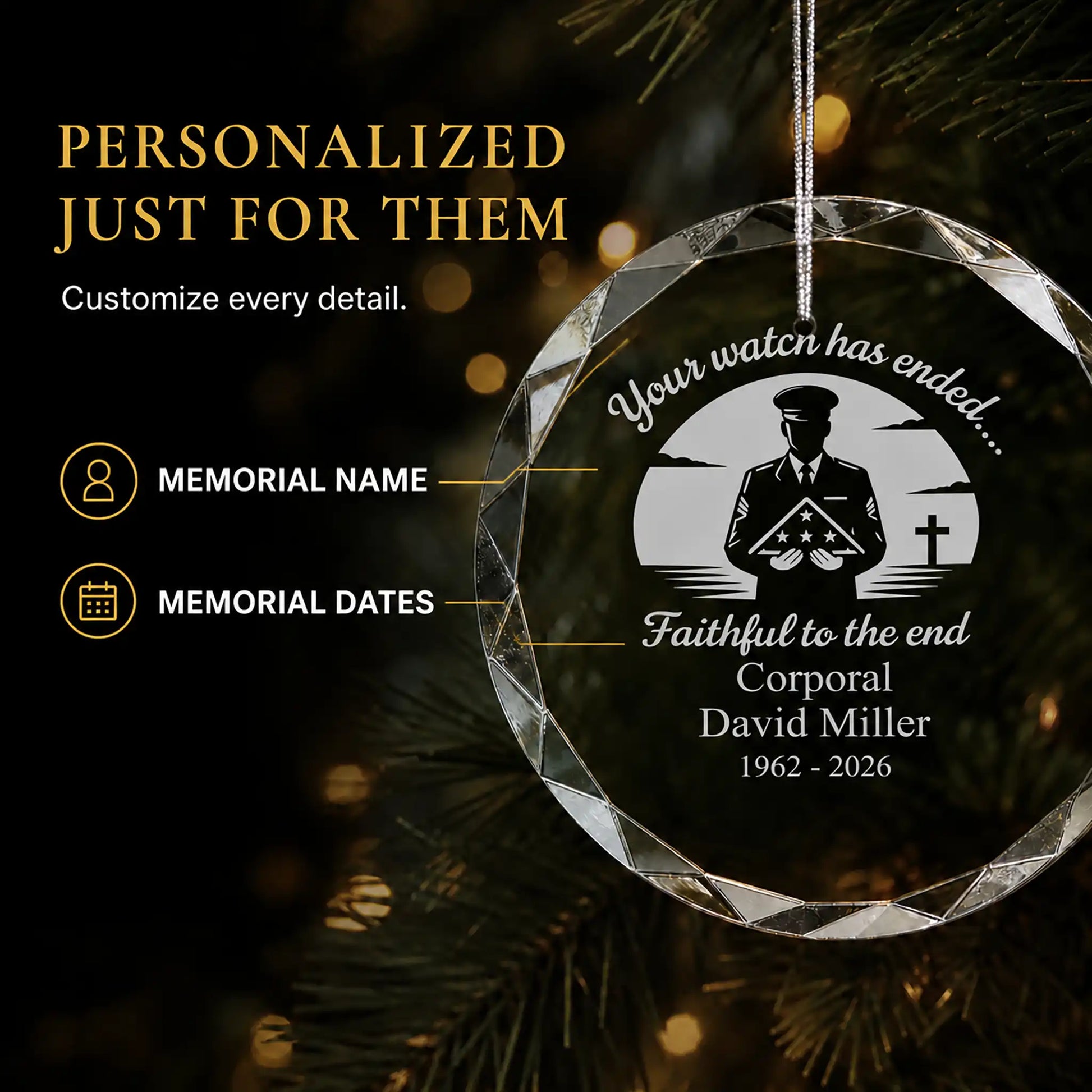 Faithful Soldier Memorial Personalized Christmas Ornament