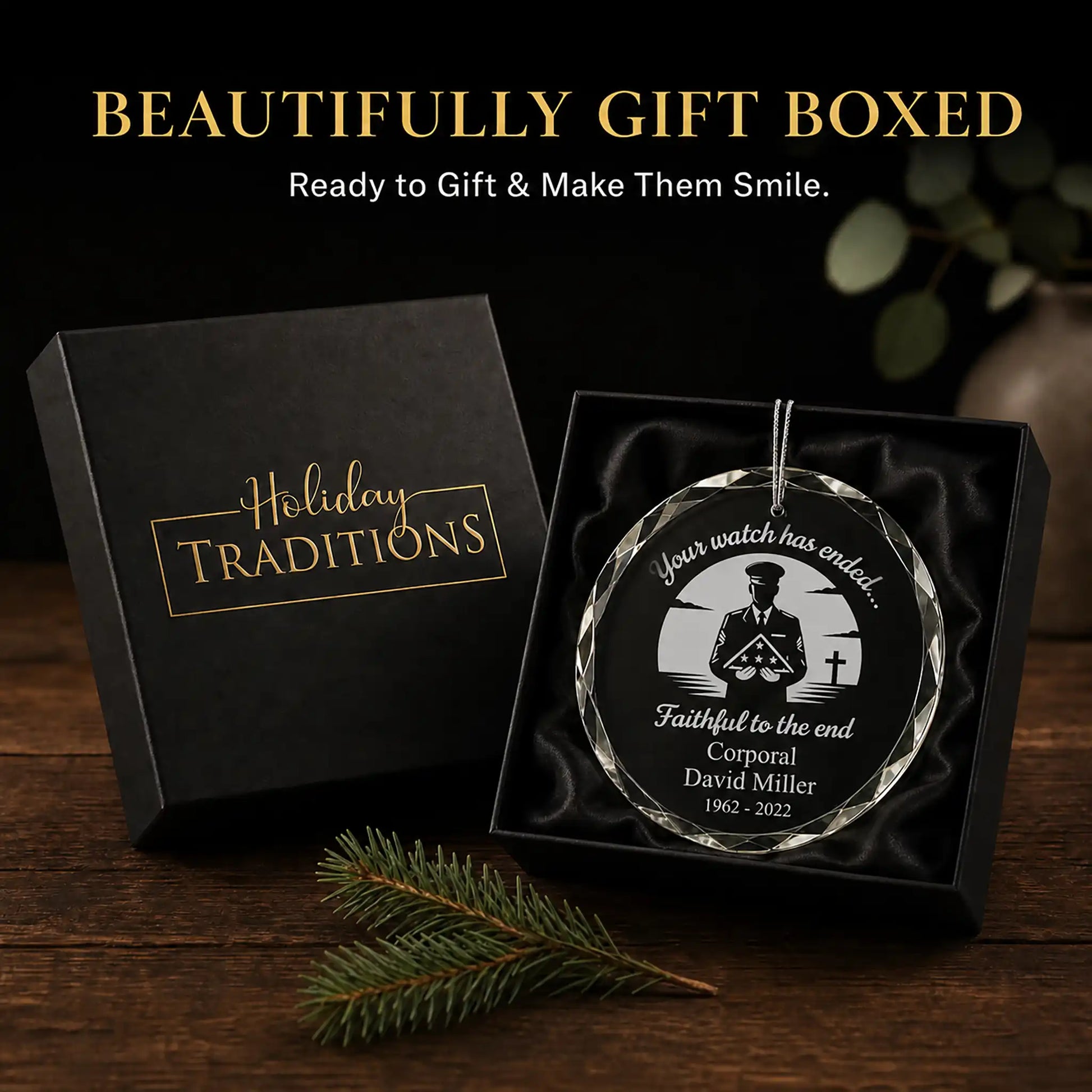 Faithful Soldier Memorial Personalized Christmas Ornament