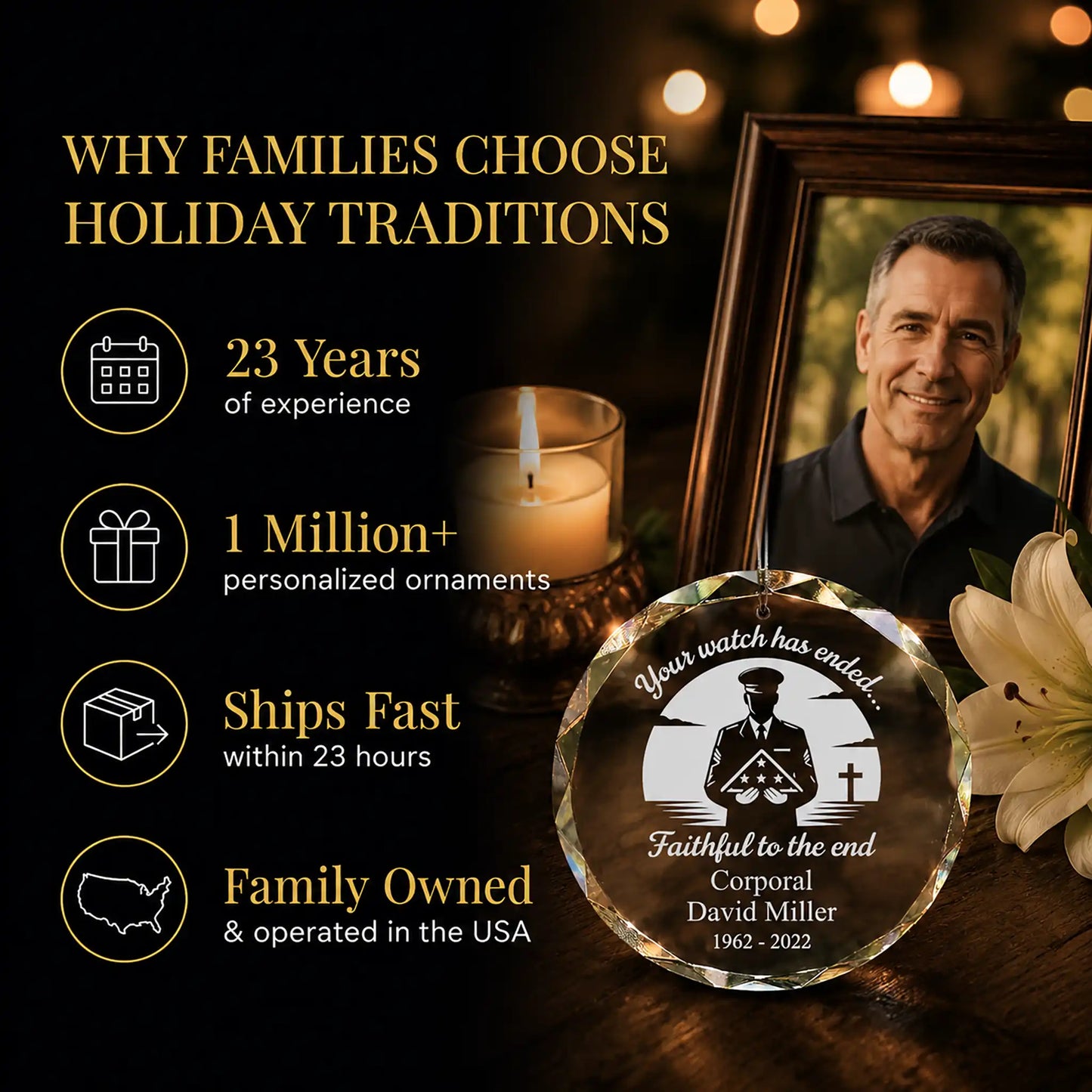 Faithful Soldier Memorial Personalized Christmas Ornament