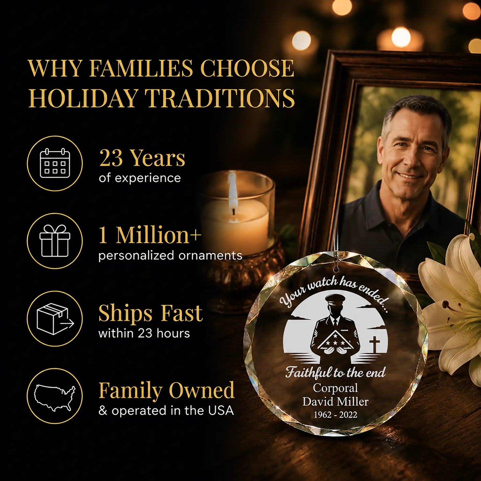 Faithful Soldier Memorial Personalized Christmas Ornament