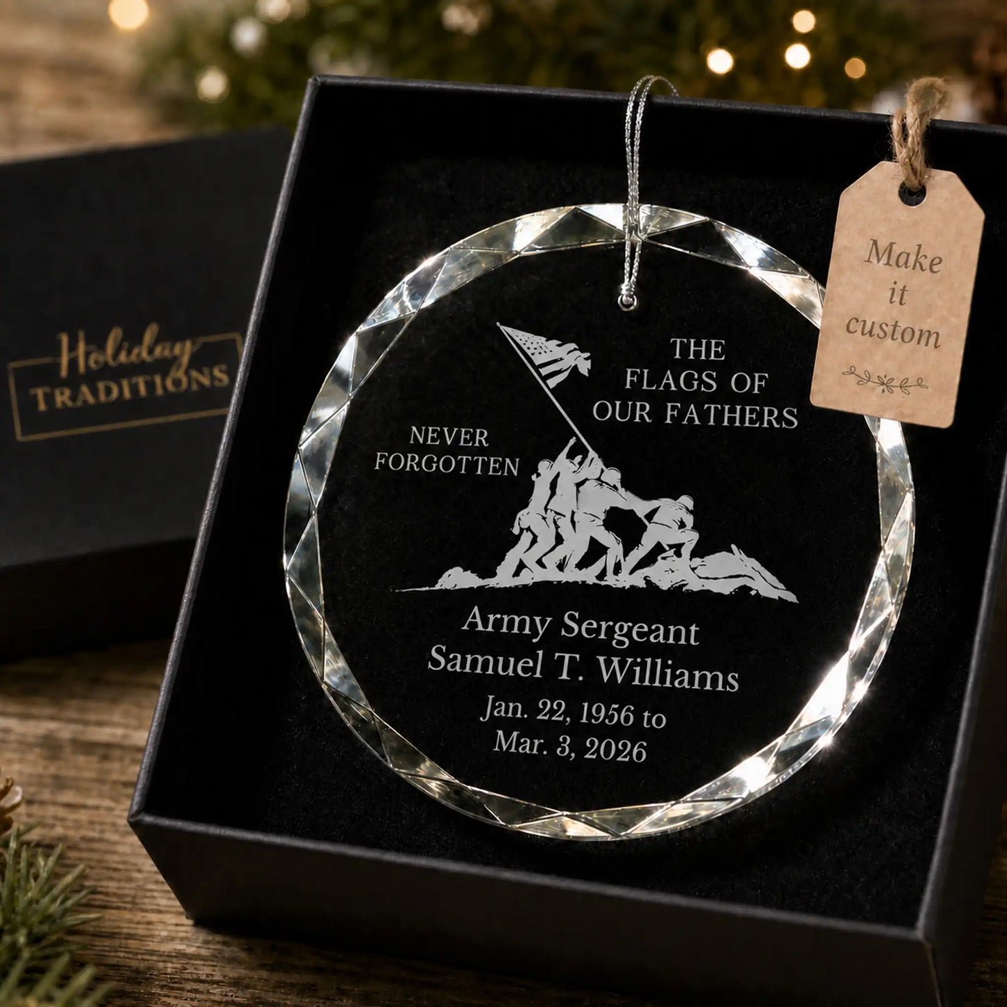 Flags Of Our Fathers Personalized Christmas Ornament
