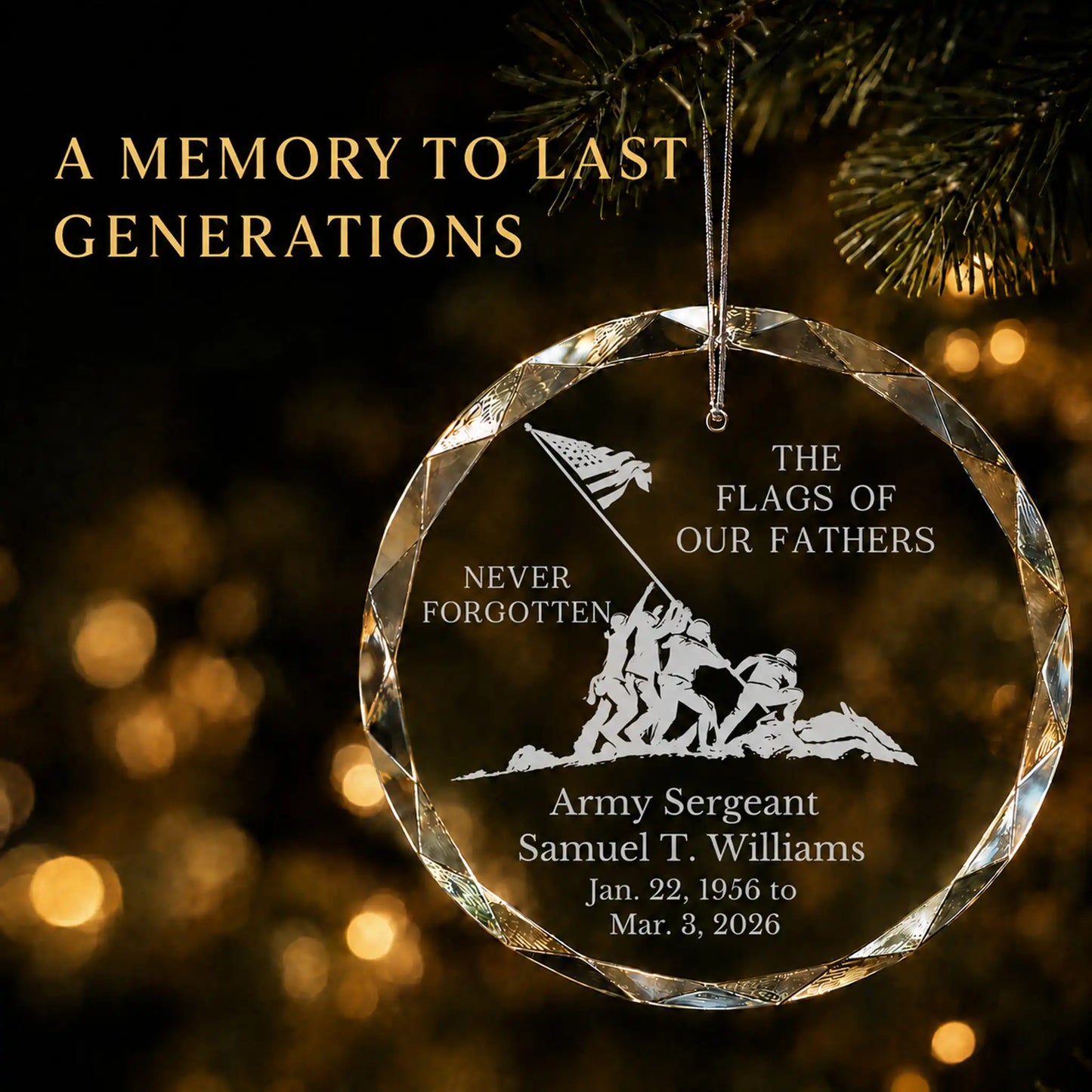 Flags Of Our Fathers Personalized Christmas Ornament
