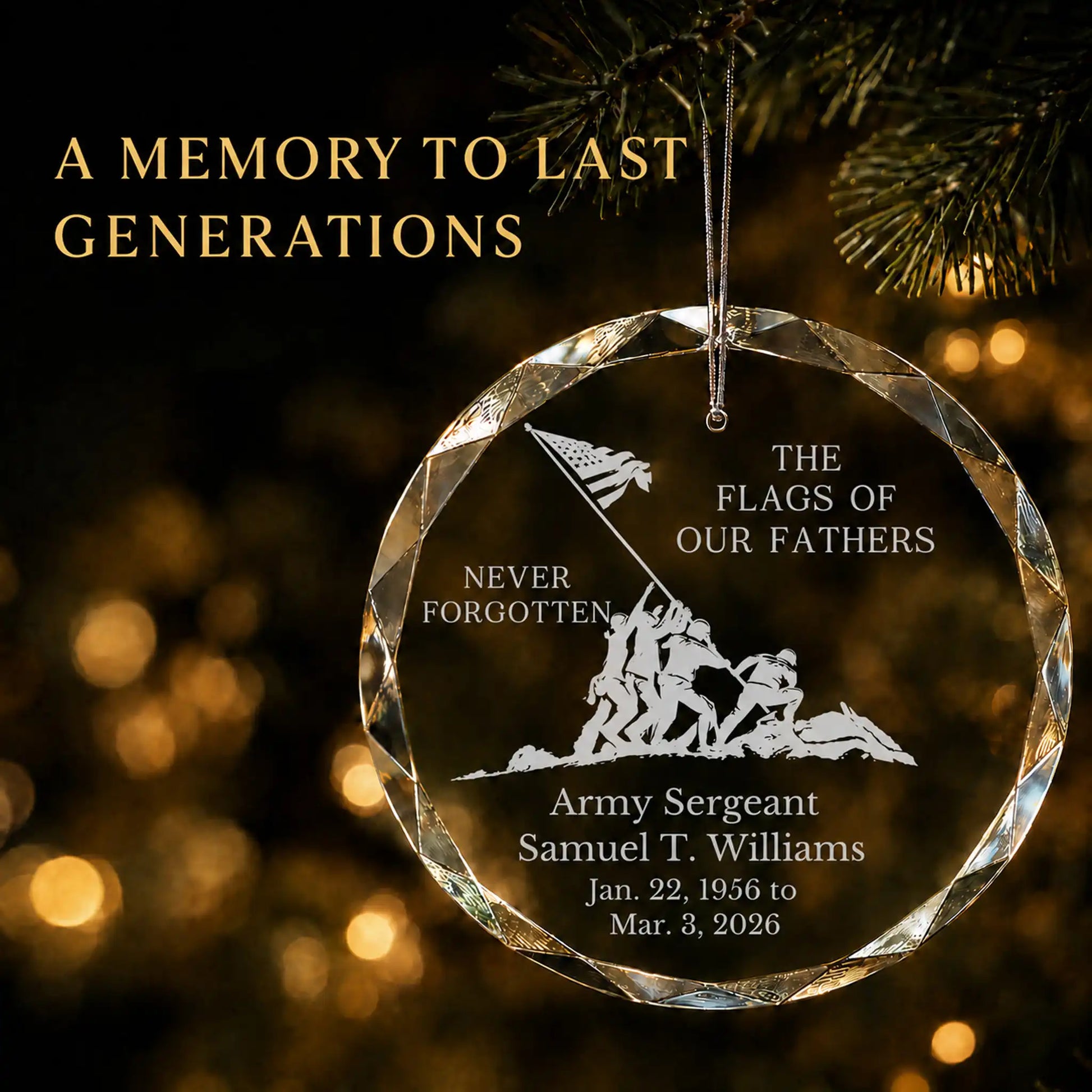 Flags Of Our Fathers Personalized Christmas Ornament