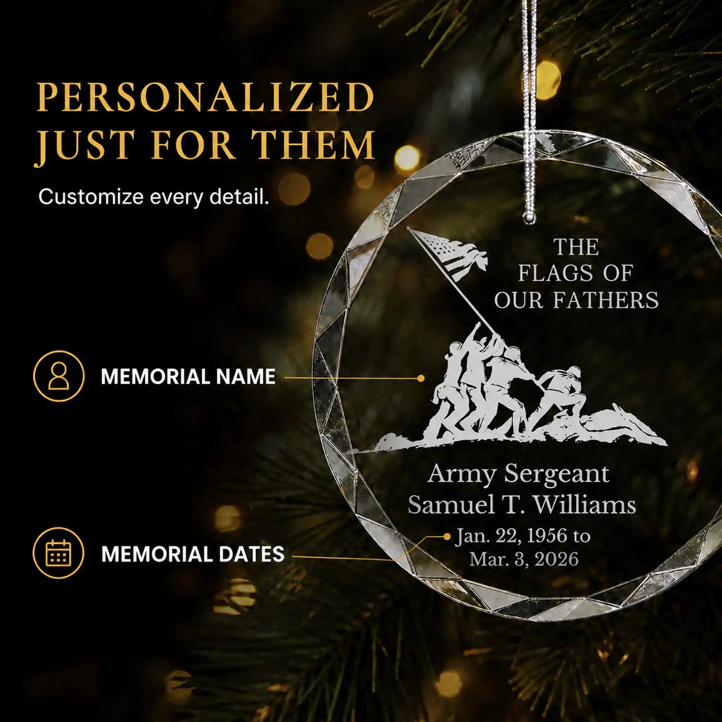 Flags Of Our Fathers Personalized Christmas Ornament