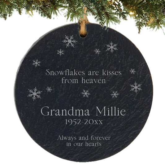 Memorial Personalized Ornament – Engraved “Kisses from Heaven” Keepsake