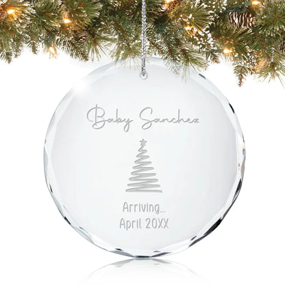 Baby Announcement Personalized Glass Ornament – Expecting Parents