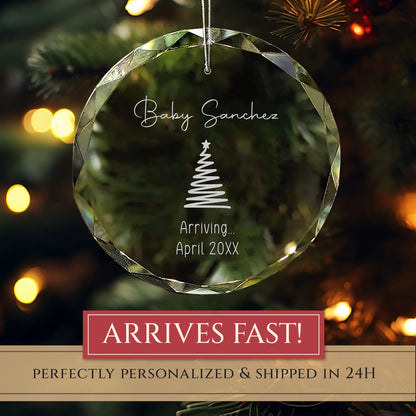 Baby Announcement Personalized Glass Ornament – Expecting Parents
