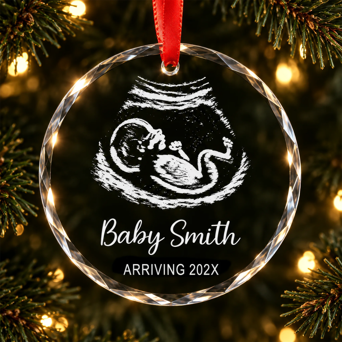 Baby Ultrasound Expecting Personalized Christmas Ornament