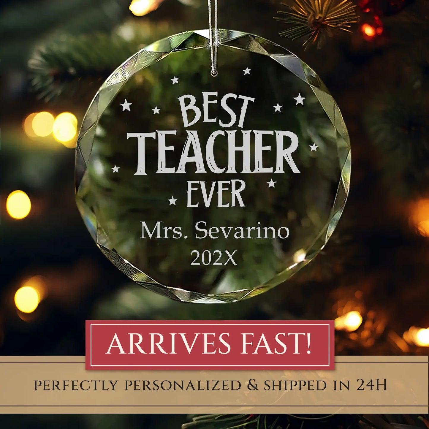 Best Teacher Ever Personalized Ornament