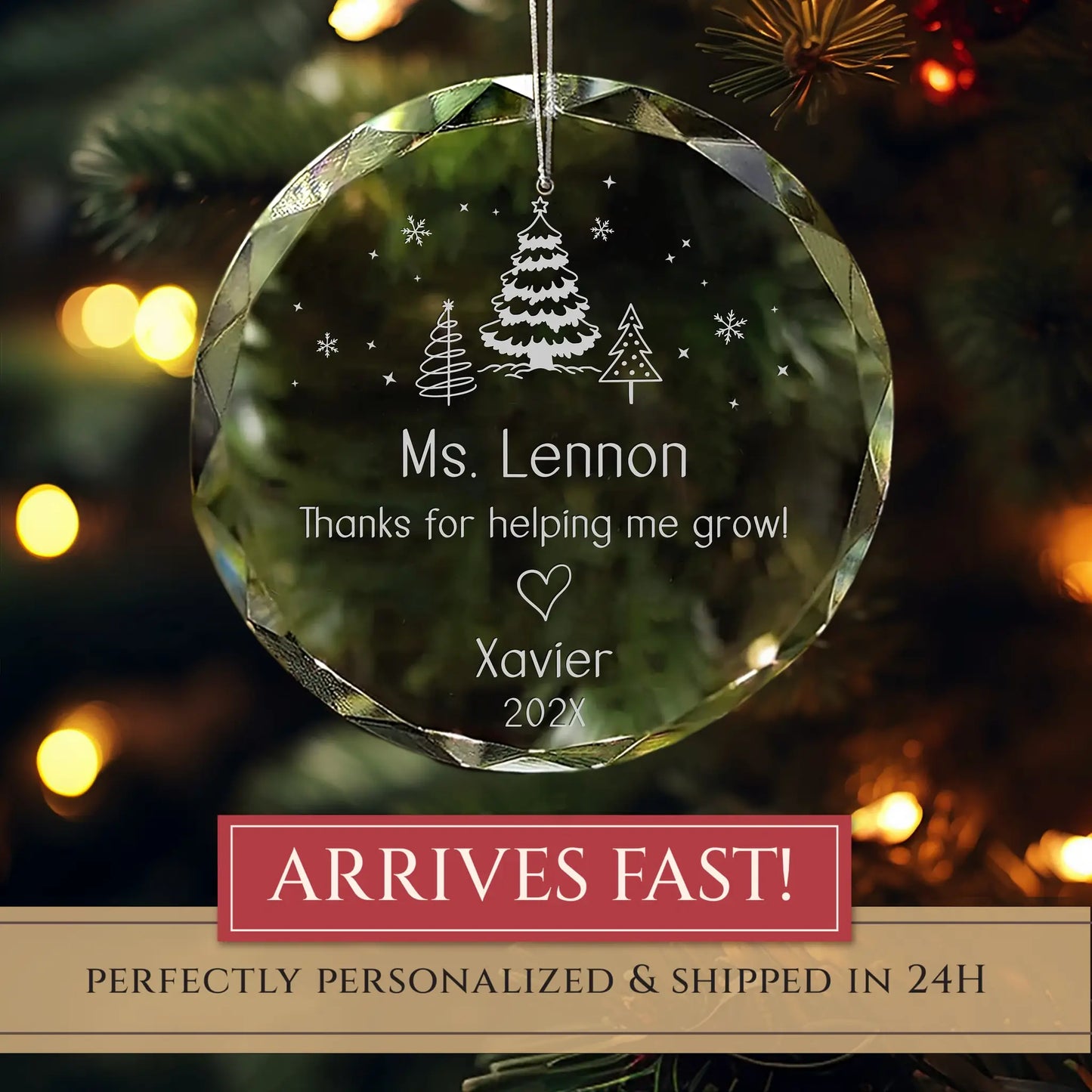 Teacher Personalized Ornament – Thanks for Helping Me Grow