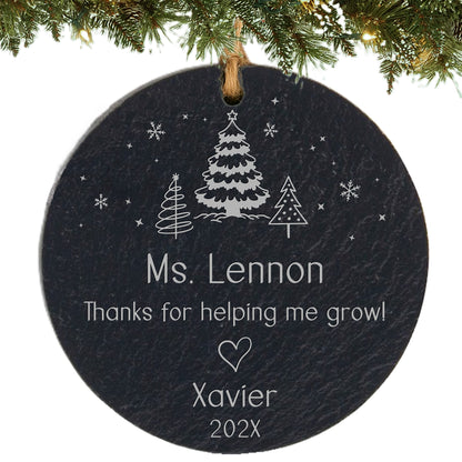 Teacher Personalized Slate Ornament – Thanks for Helping Me Grow