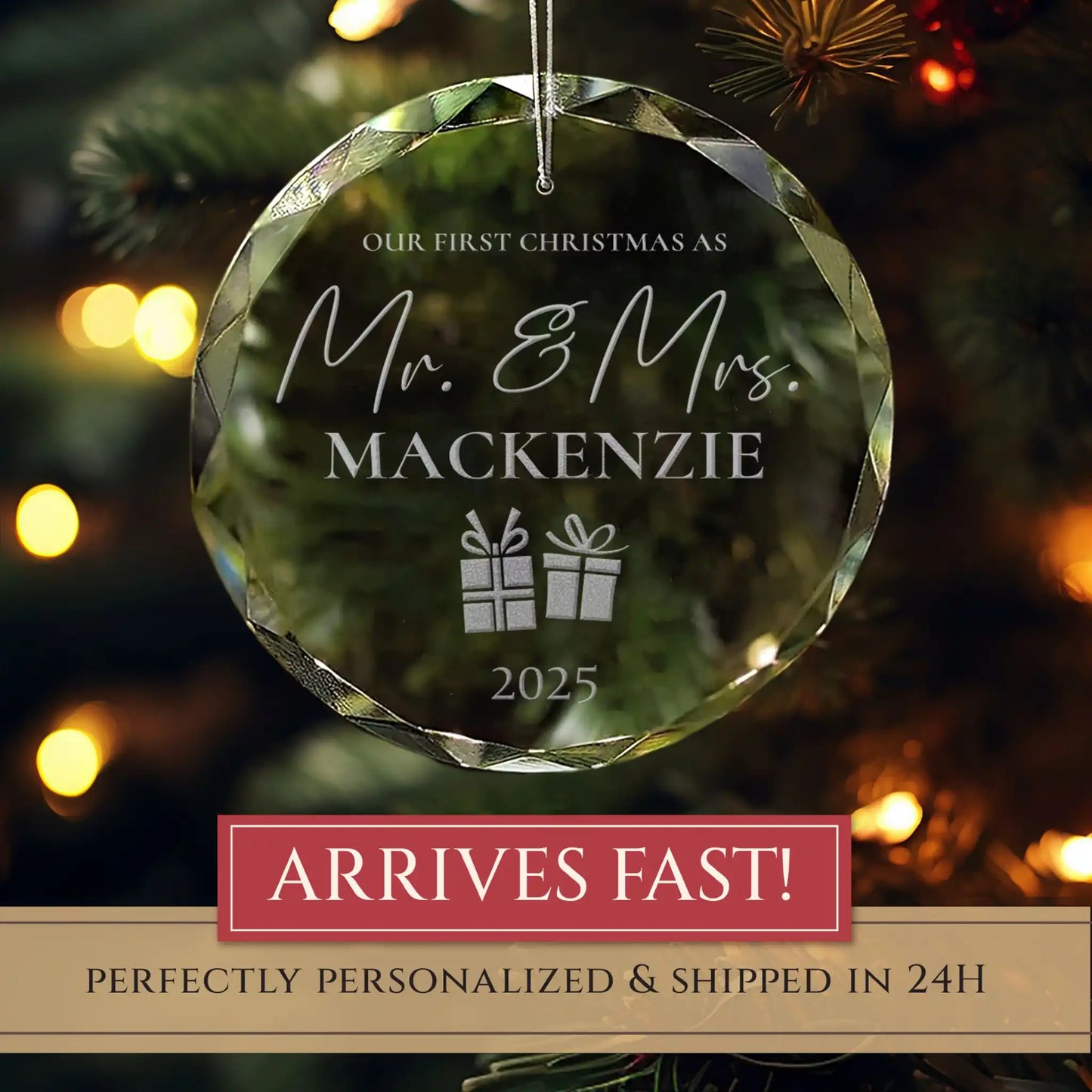 Our First Christmas as Mr. & Mrs. Personalized Ornament