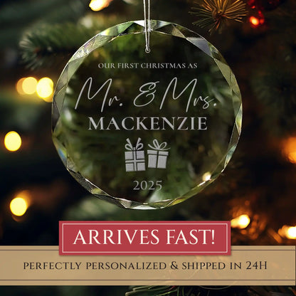 Our First Christmas as Mr. & Mrs. Personalized Ornament