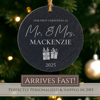 Our First Christmas as Mr. & Mrs. Personalized Ornament