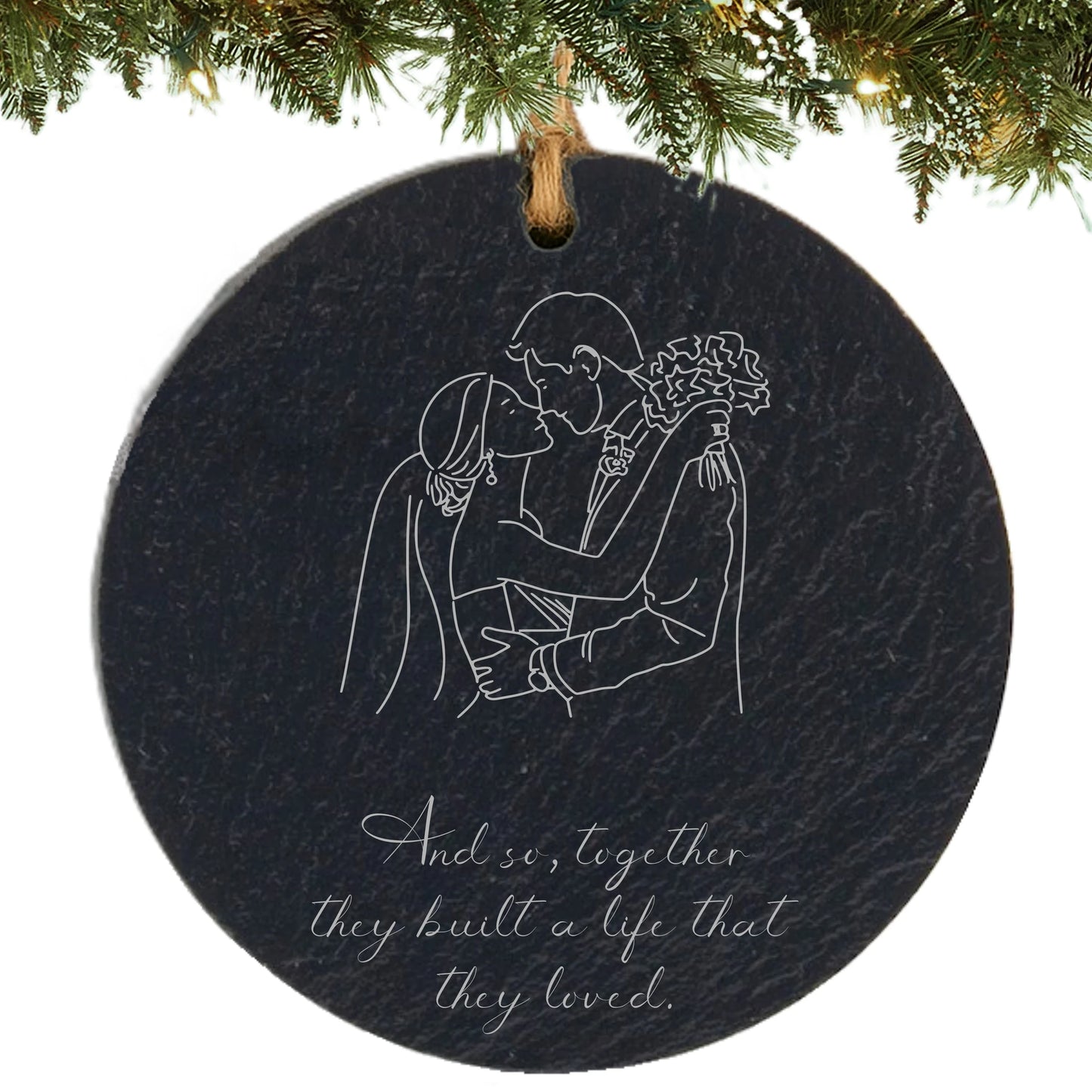 Wedding Silhouette Personalized Ornament - Bride and Groom