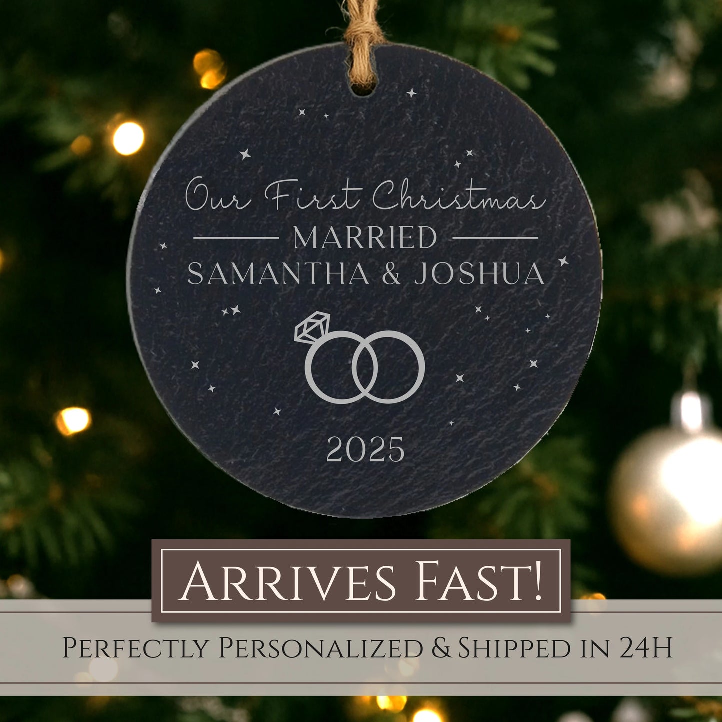 Our First Christmas Married Personalized Ornament