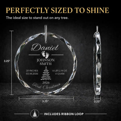 Baby's First Christmas Glass Ornament - Footprints & Tree