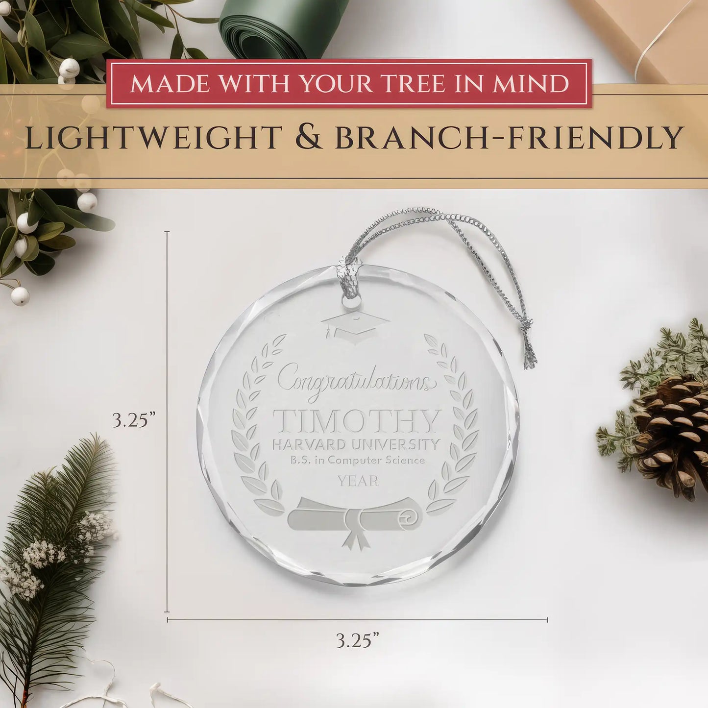 Graduation Diploma Christmas Ornament - Glass