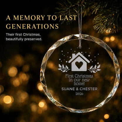 1st Christmas in New Home Personalized Glass Ornament