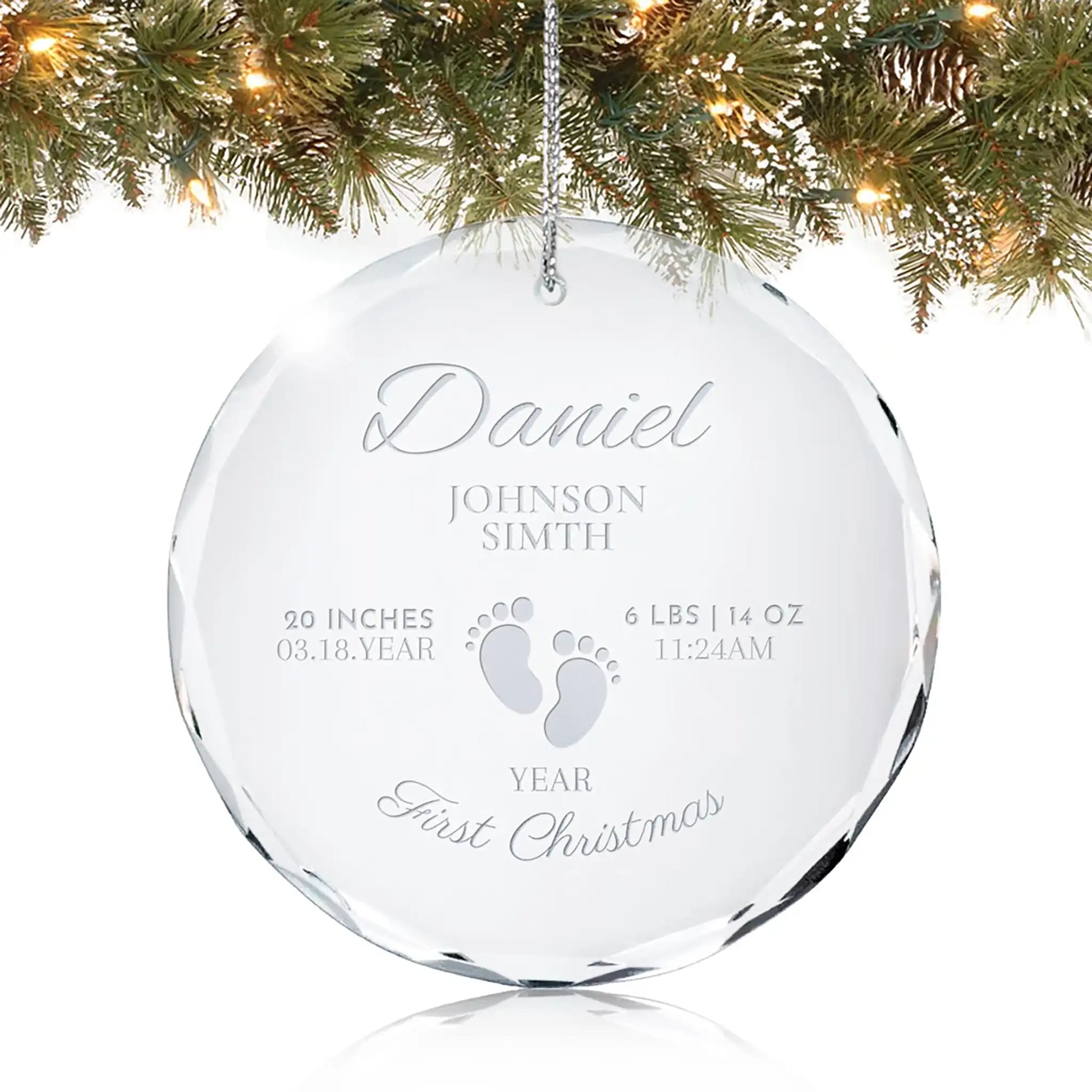 Personalized Baby's 1st Christmas Ornament Custom Glass Keepsake