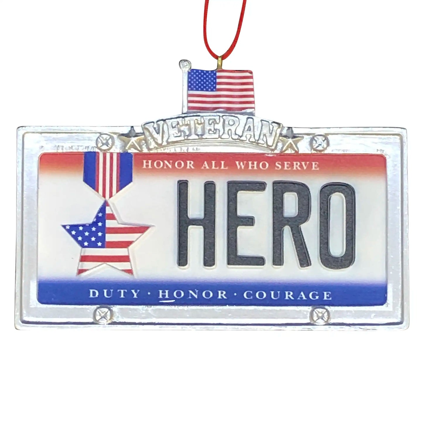 Veteran Hero License Plate Christmas Ornament