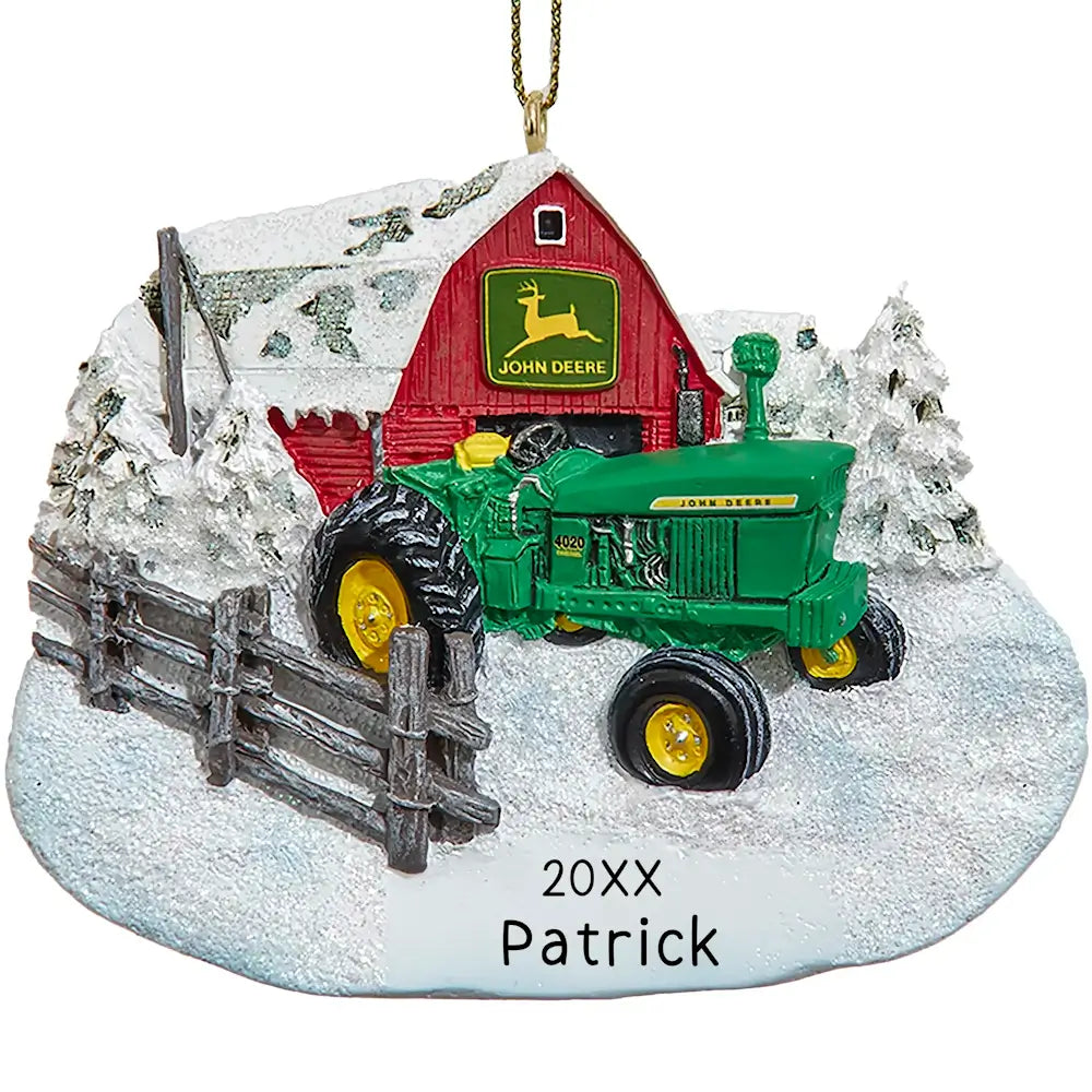 John Deere Tractor Personalized Ornament - Winter