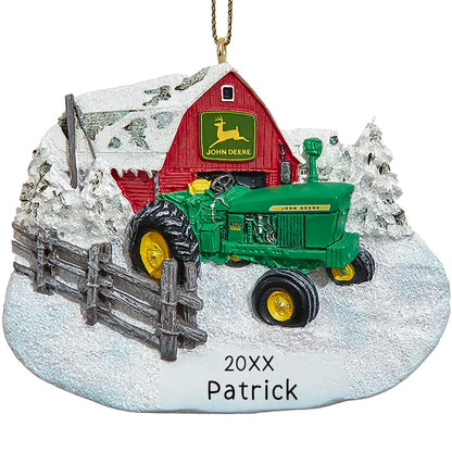 John Deere Tractor Personalized Ornament - Winter