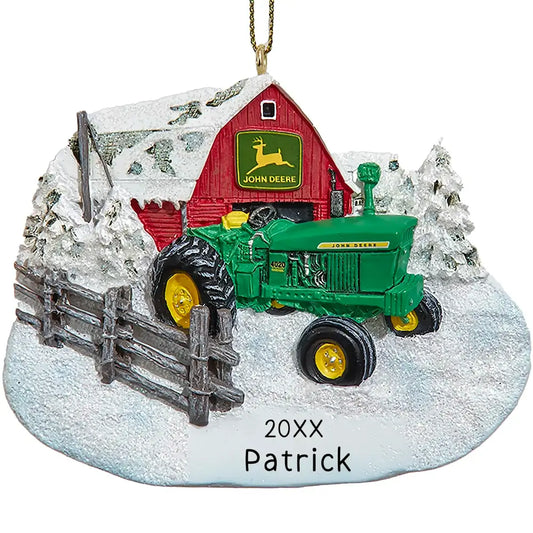 John Deere Tractor Personalized Ornament - Winter