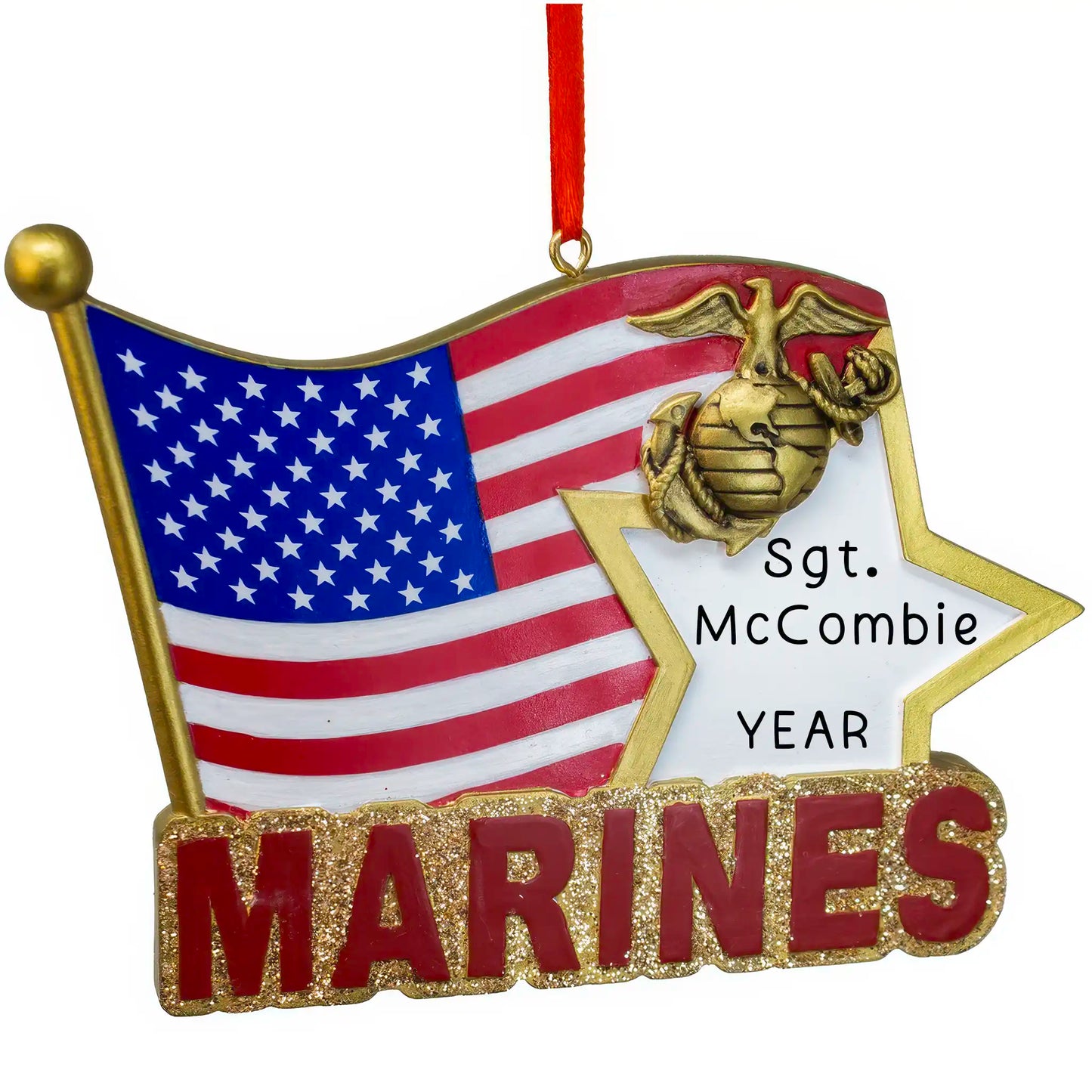 Marines U.S. Flag Personalized Ornament