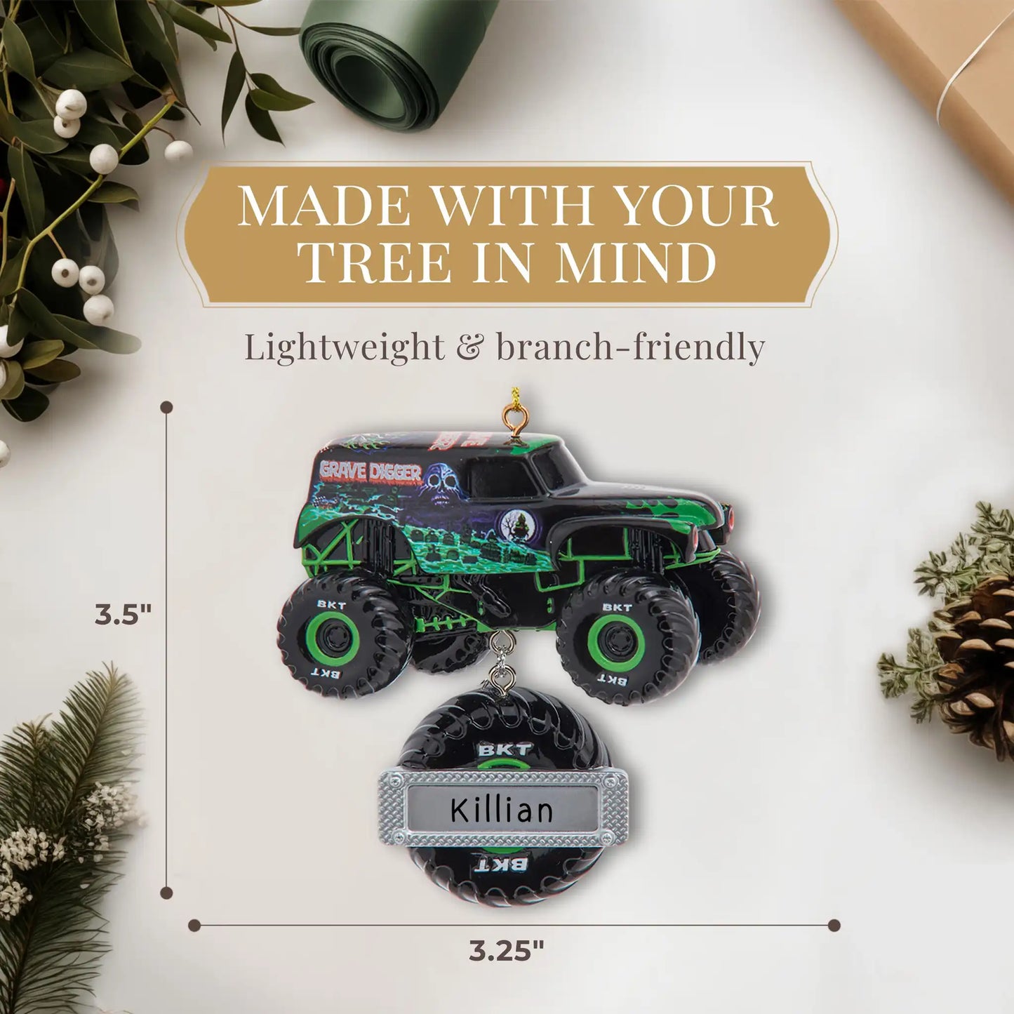 Grave Digger Truck Christmas Ornament