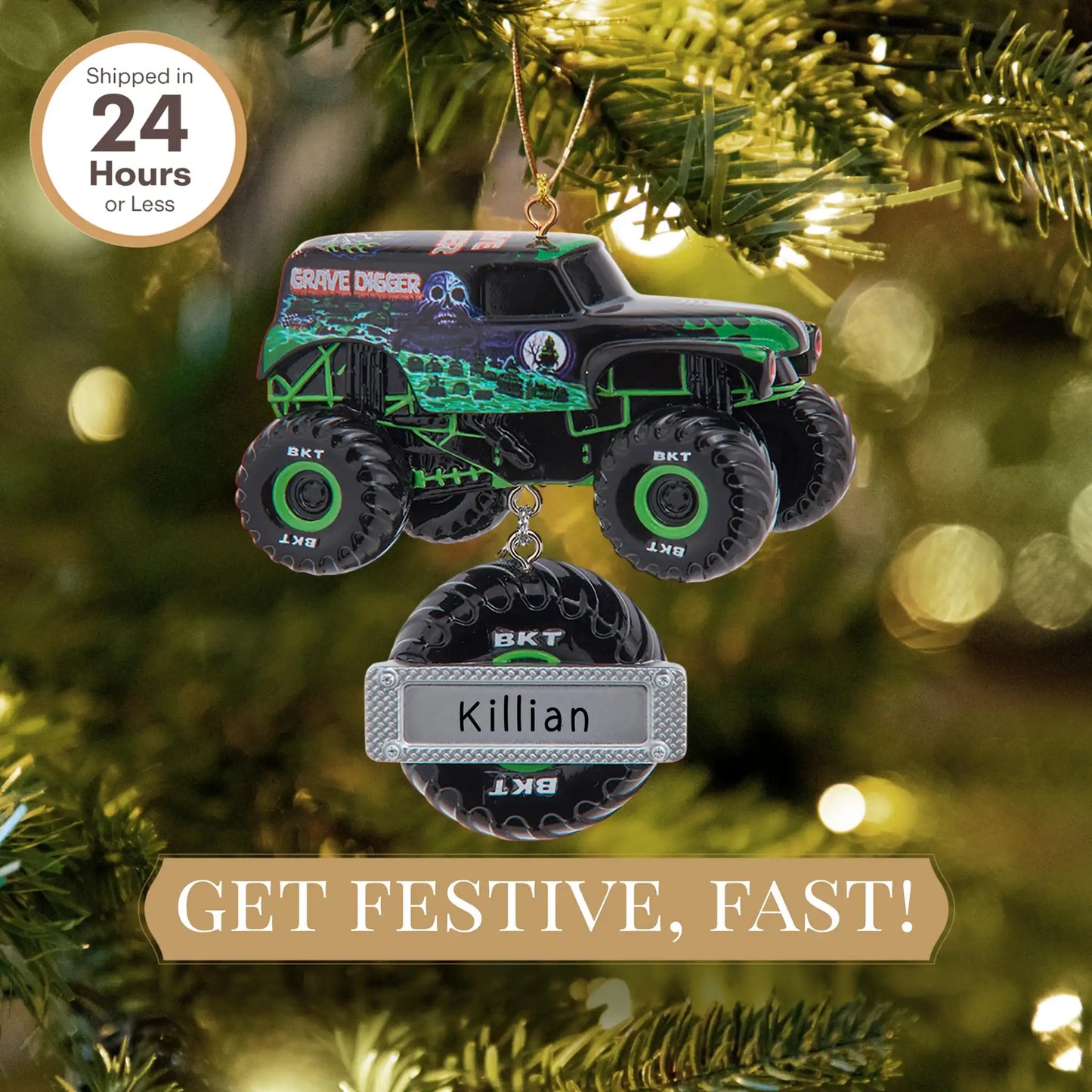 Grave Digger Truck Christmas Ornament