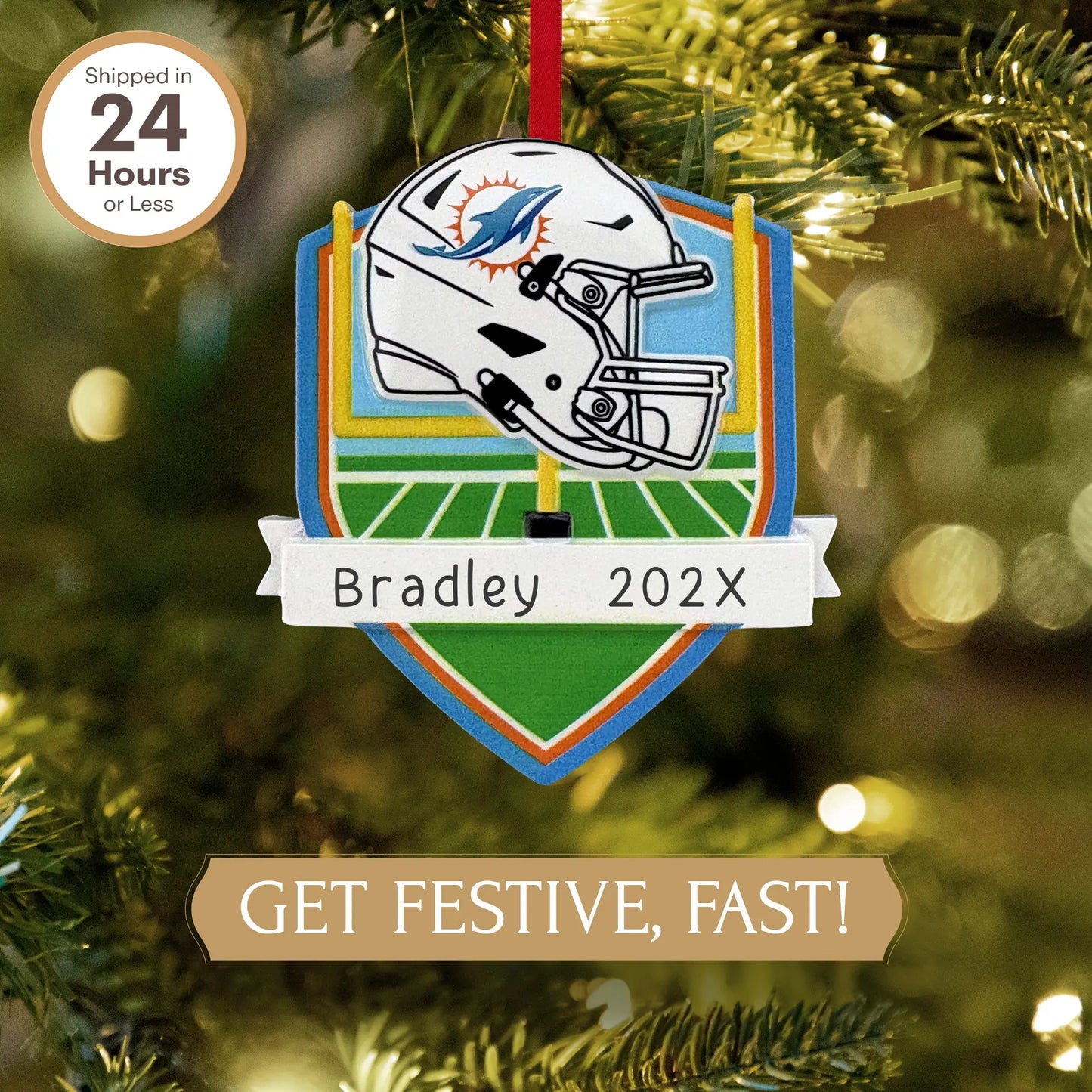 Miami Dolphins NFL Personalized Ornament