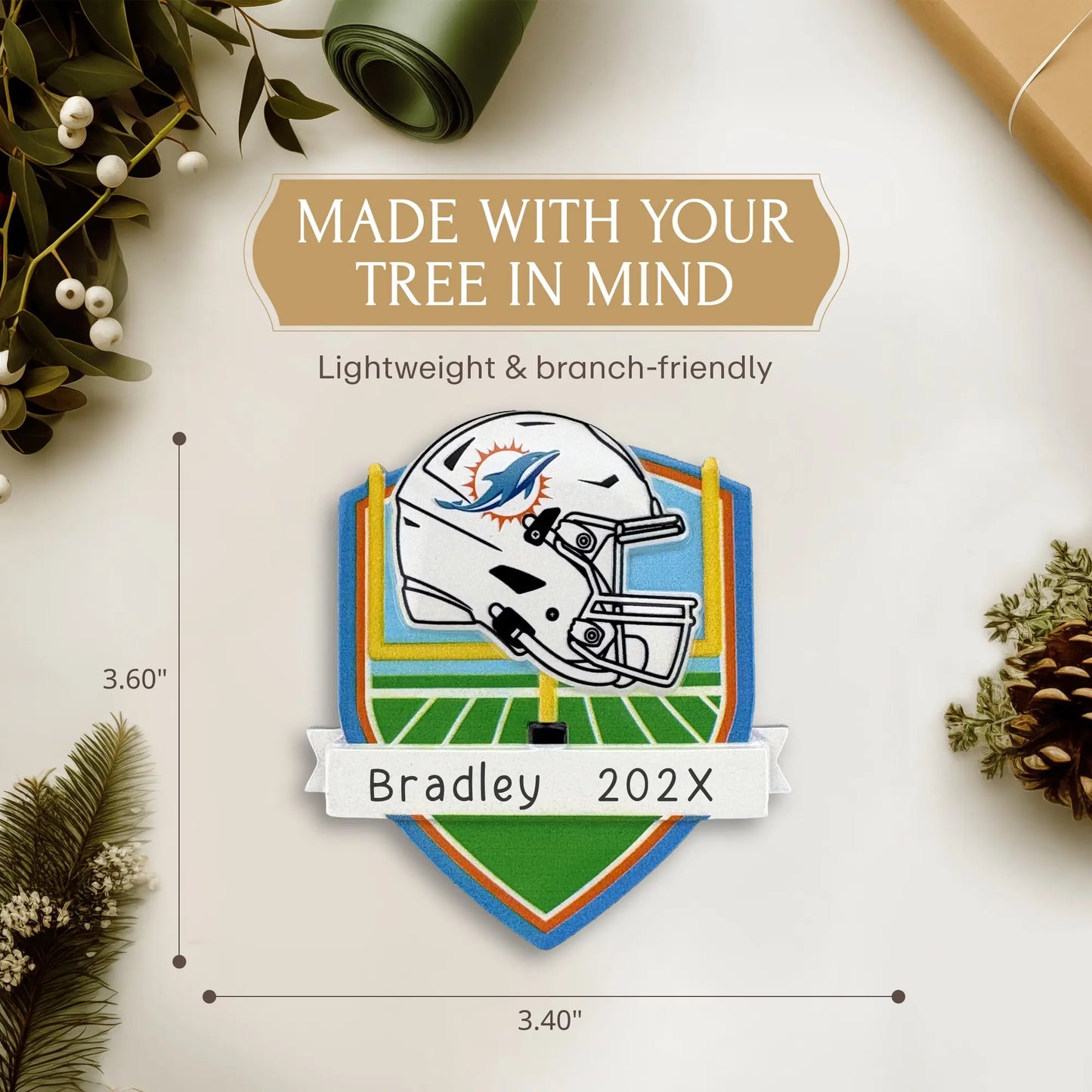 Miami Dolphins NFL Personalized Ornament