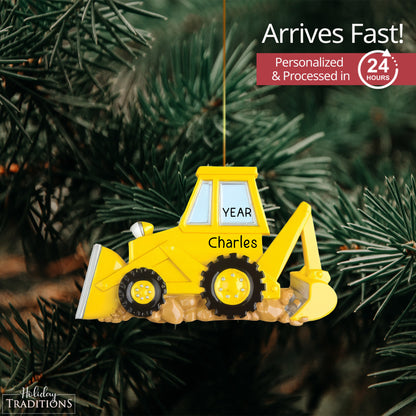 Back Hoe Digger Christmas Ornament