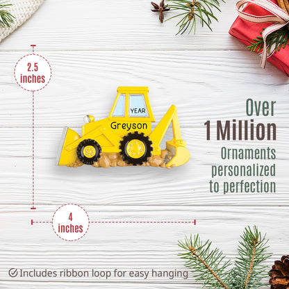 Back Hoe Digger Christmas Ornament