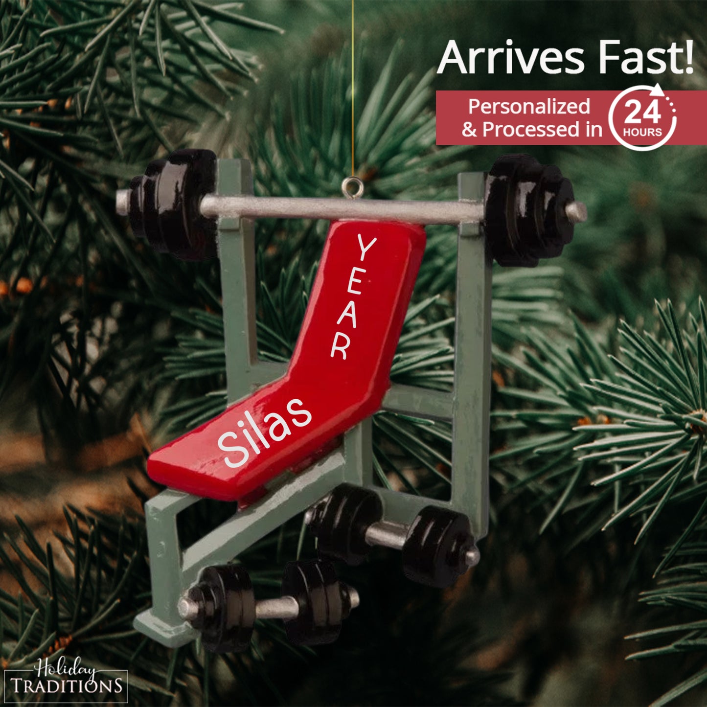 Weight Lifting Bench Christmas Ornament