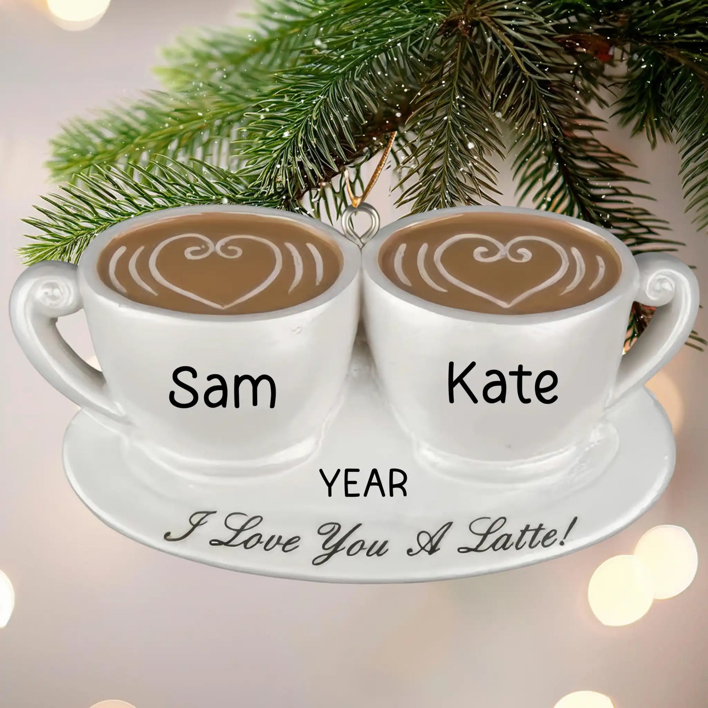 Adorno navideño de pareja de café - Latte Love