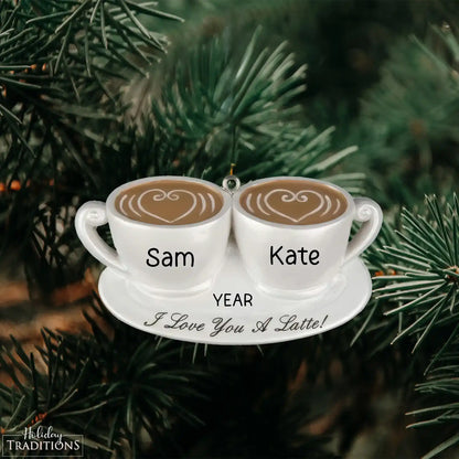 Adorno navideño de pareja de café - Latte Love