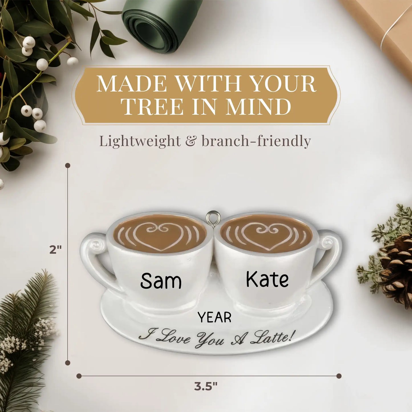 Adorno navideño de pareja de café - Latte Love